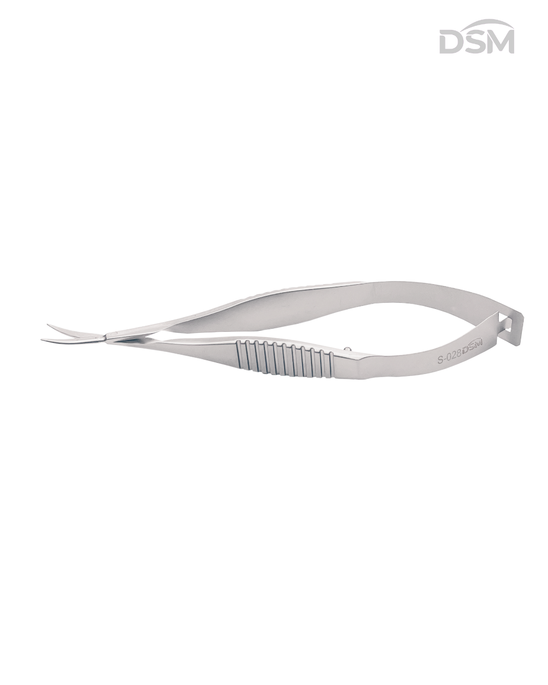 S-028 87mm Curved Vannas Scissors for Capsulotomy Tijeras de Vannas para Capsulotomía Curva Box of 2-Caja de 2