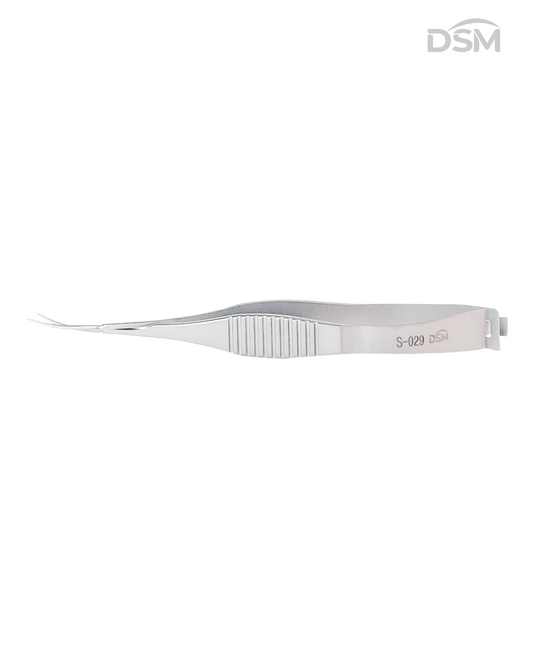 S-029 88mm Curved Vannas Scissors for Capsulotomy Tijeras de Vannas para Capsulotomía Curva Box of 2-Caja de 2