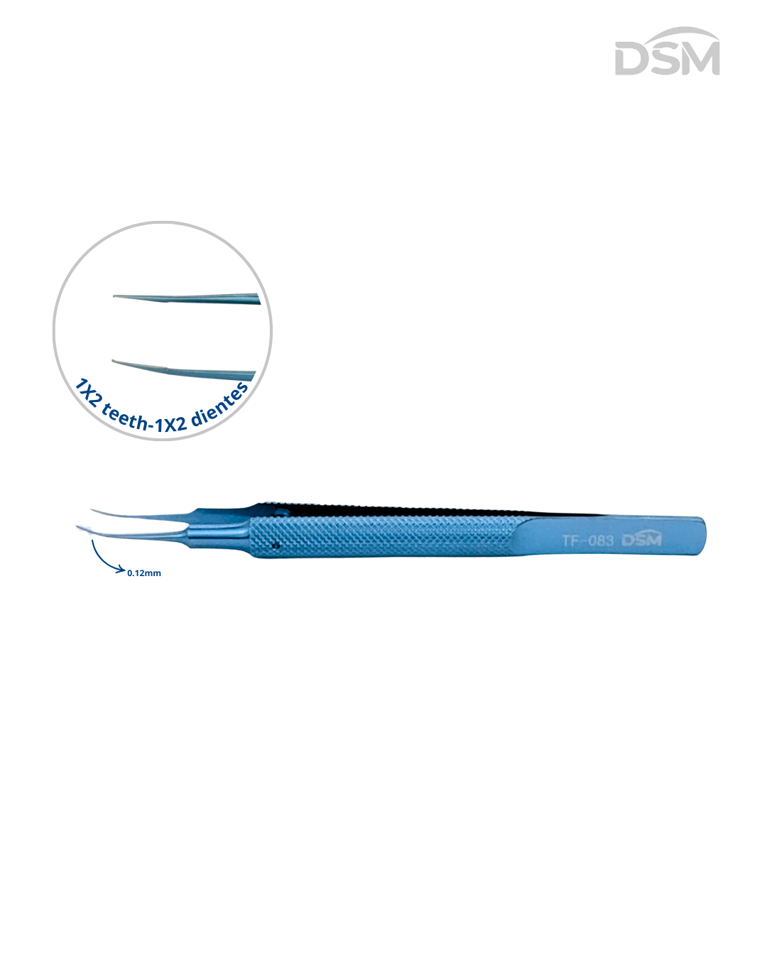 TF-083 0.12mm | 105mm   Curved Toothe Forceps  Pinzas de dientes curvos