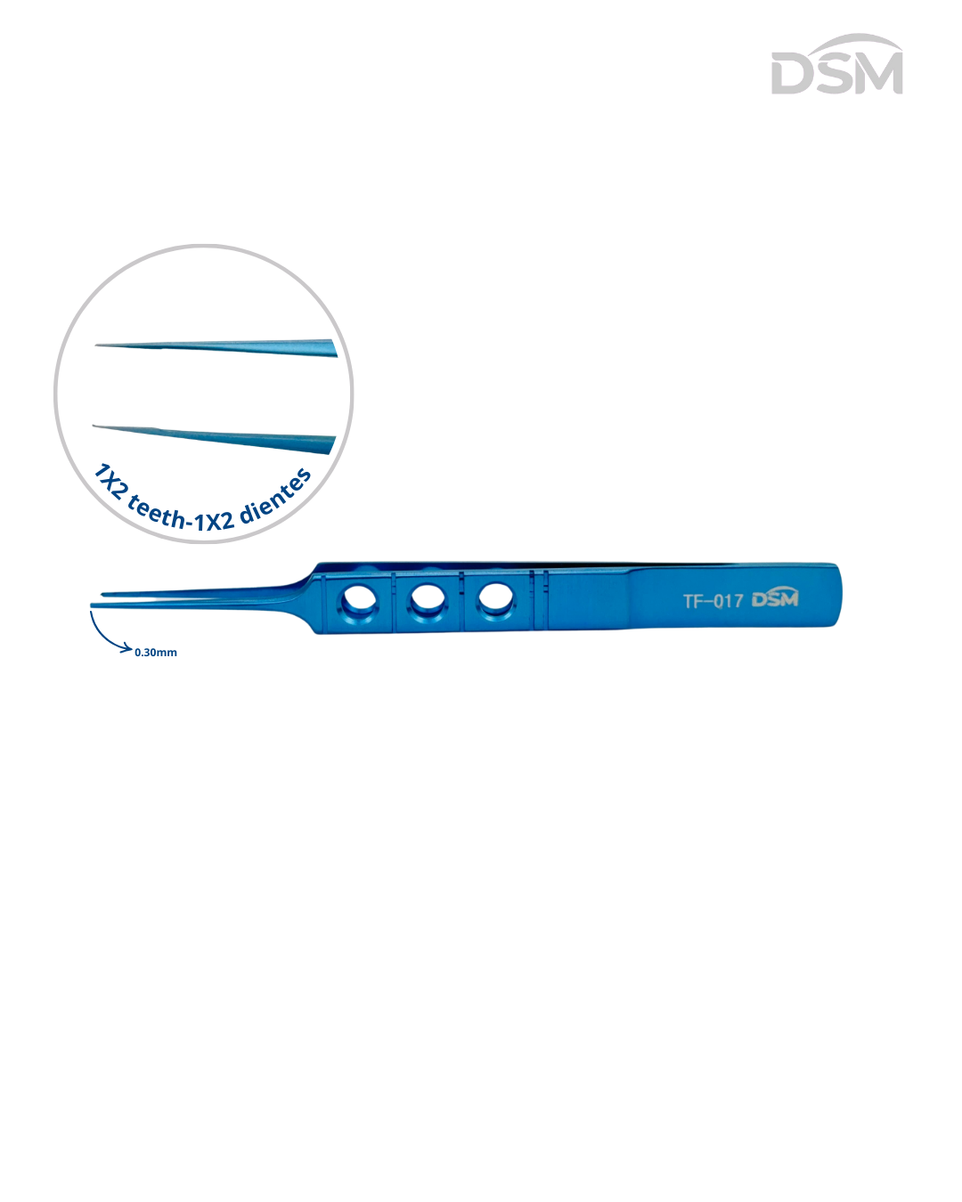 TF-017  0.30mm| 105mm   Toothed Forcep Pinzas dentada